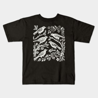 Lino Cut Bird Kids T-Shirt